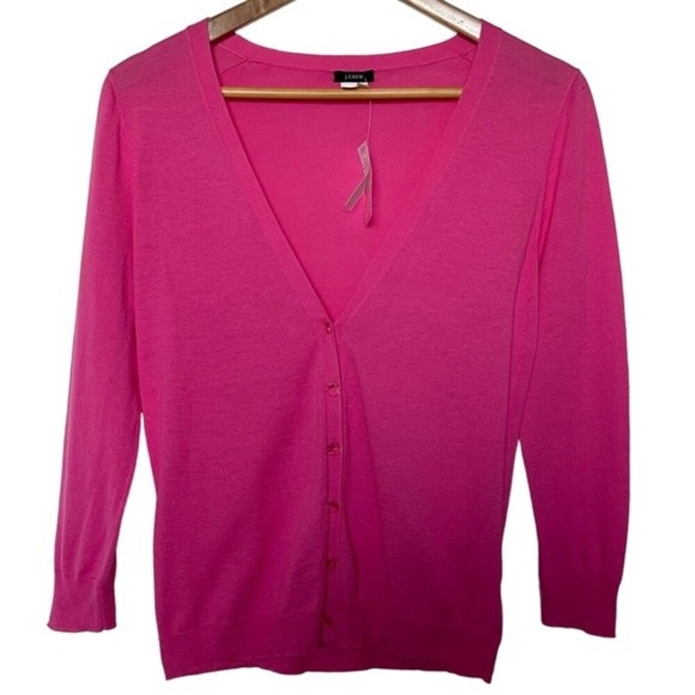 NWT J Crew Barbie Pink Cardigan Sweater w/ Jewel Bling Buttons. Size S.